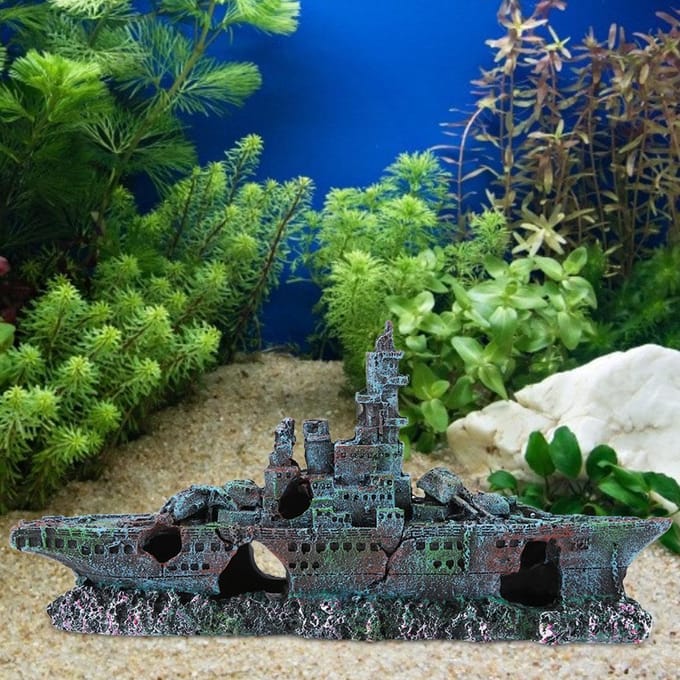Simulatie Hars Schuilplaats Boot Vissenkom Aquarium Ornamenten Decor blue