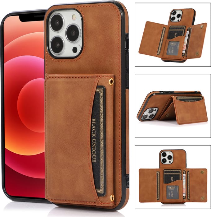 Apple iPhone 13 Pro Back Cover | PU Lederen Telefoonhoesje | Pasjeshouder | Kwaliteit | Bruin