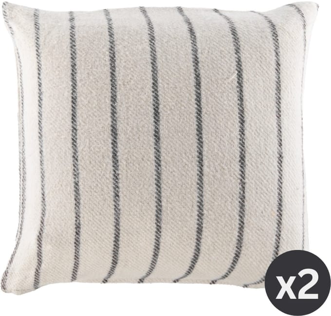 Tiseco - Kussen ALMA (gevuld) - SET/2 - gestreept - 45x45 cm, zwart