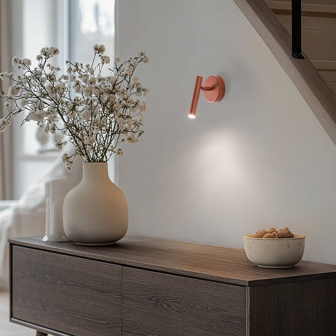 SIGMA Wandlamp Sopel, baksteenrood, 1-lamp, staal, hoogte 15 cm