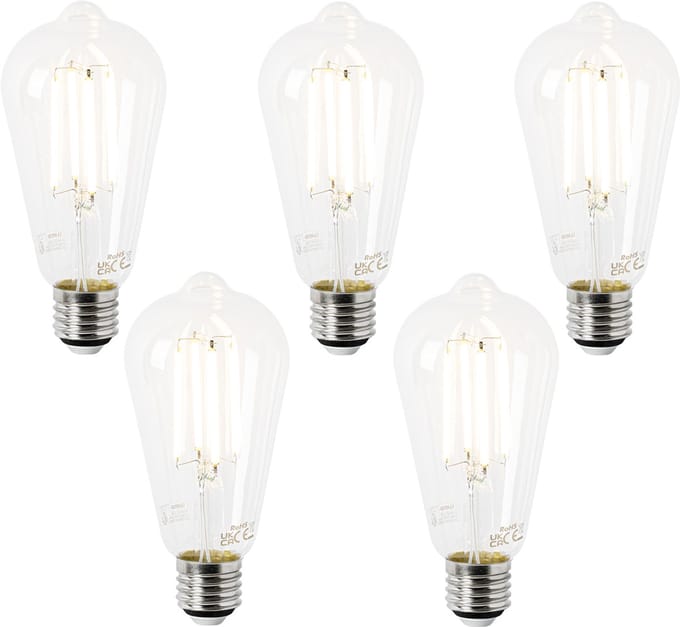 LUEDD Set van 5 E27 LED lamp ST64 helder 2,2W 470 lm 2700K