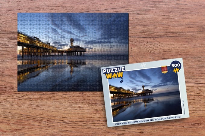 Puzzel Pier van Scheveningen na zonsondergang - Legpuzzel - Puzzel 500 stukjes