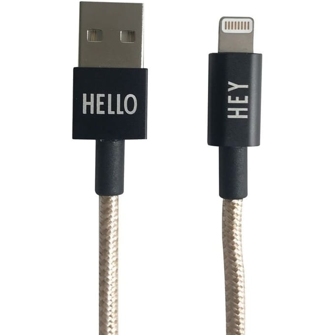 DESIGN LETTERS - HEY oplaadkabel - goud - iPhone/iPad-aansluiting