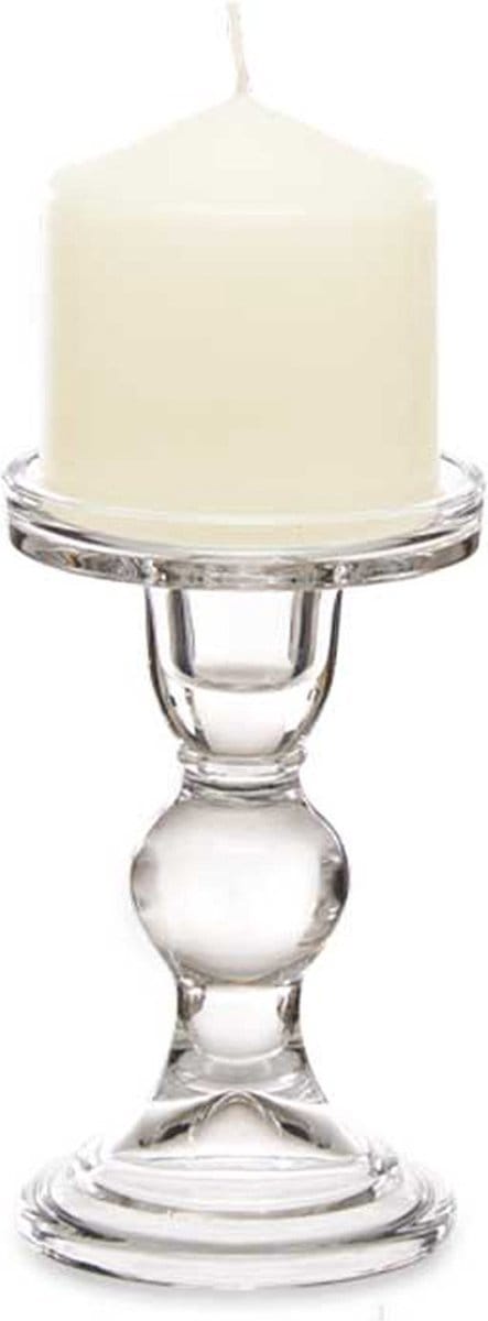 Giftdecor Kaarsen kandelaar van decoratief glas - voor stompkaarsen - D8.5 x H14 cm