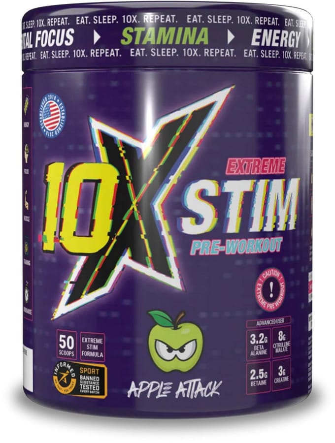 10X - Athletic - PRE WORKOUT - Engergy - Stim - PWO - Apple Attack - Appel