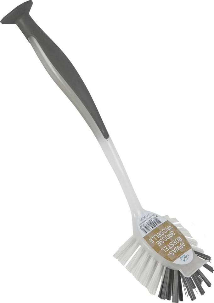 Afwasborstel met zuignap - 25 cm - grijs - afwassen - Huishoud keuken accessoires
