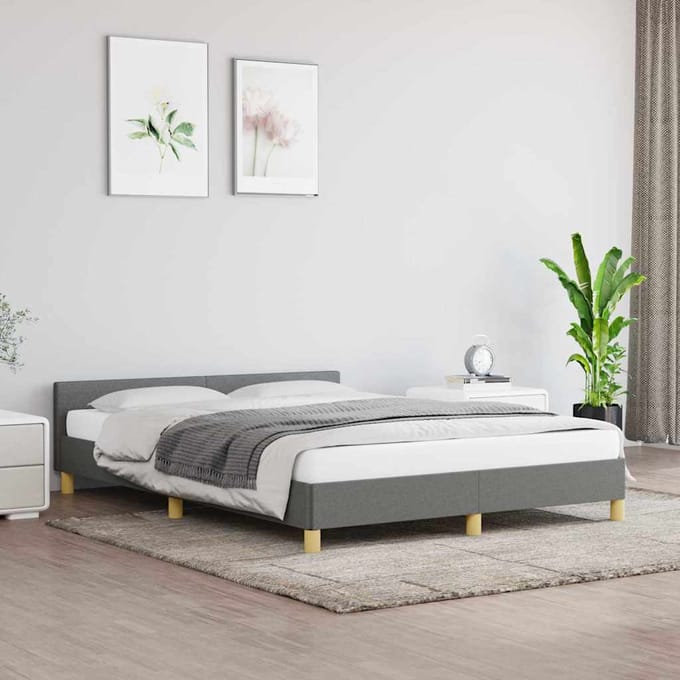 vidaXL - Bedframe - zonder - matras - stof - donkergrijs - 140x200 - cm