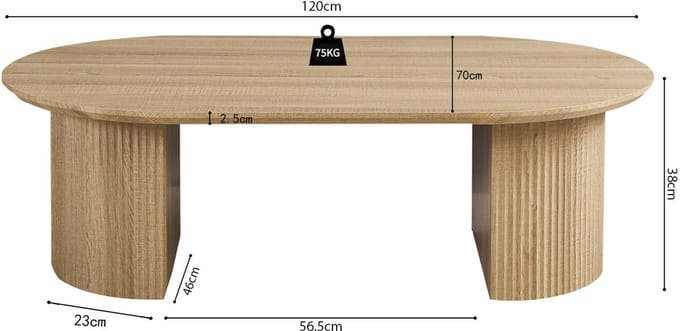 Salontafel 'Lagos' 120 cm Decor Eik Naturel