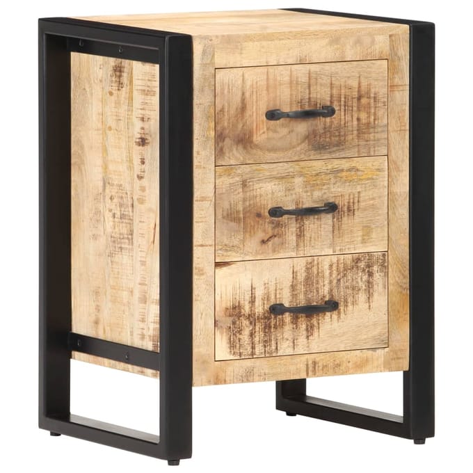 vidaXL - Nachtkastje - 40x35x55 - cm - massief - mangohout