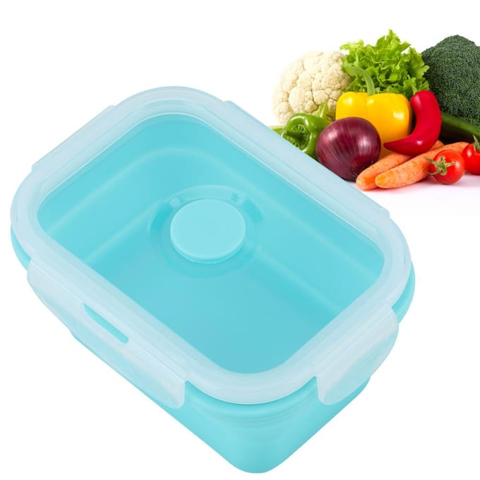 Draagbare Siliconen Lunchbox Opvouwbaar Magnetronbestendig Lunchbox Voedselcontainer Groen 350ml white