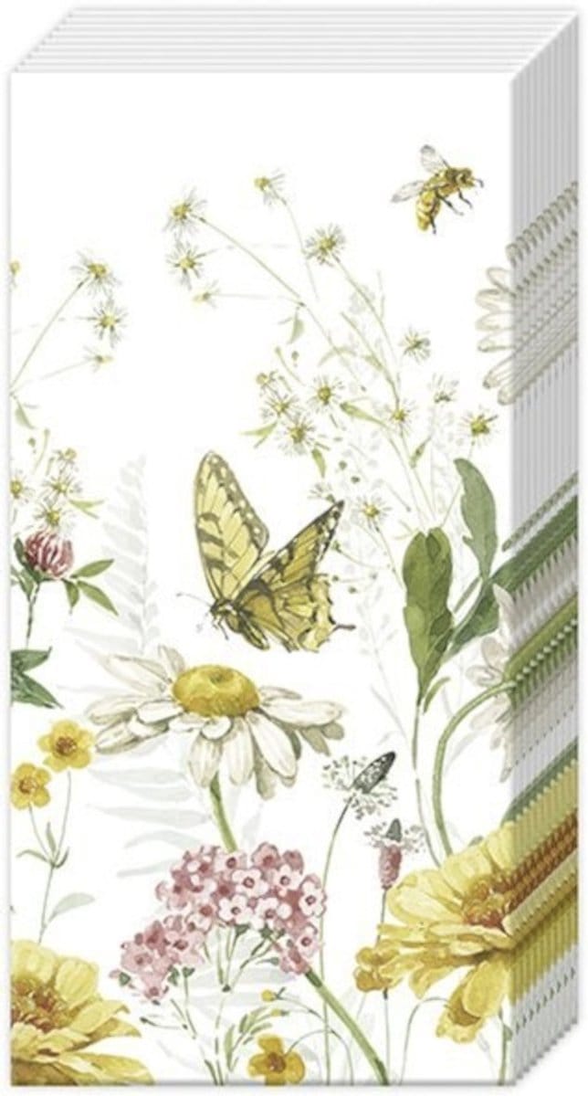 Zakdoeken Wildflower and Butterfly - IHR - 21x21 cm