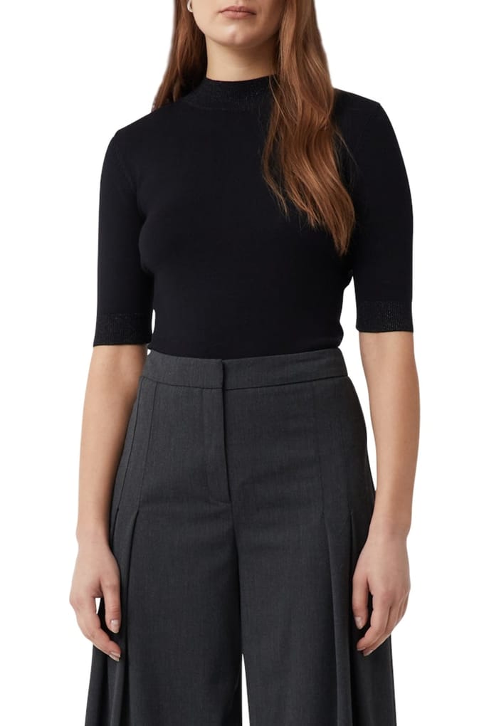 Fijn gebreid slim fit coltrui met halve mouwen dames COMMA