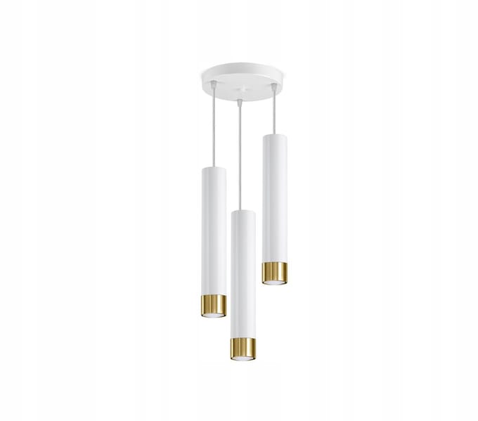 Moderne witte metalen hanglamp GU10 met gouden accent - Verstelbaar