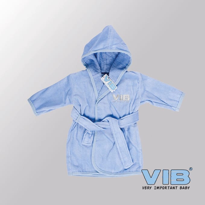 Badjas Baby, wit/blauw, 6-12mnd