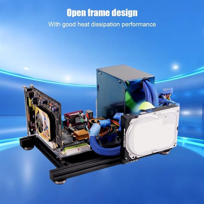 Dailygoods- Computer Behuizing Open Frame - Aluminiumlegering - ATX/ITX Ondersteuning - Lichtgewicht - Duurzaam - Eenvoudige Montage - Pc Kast
