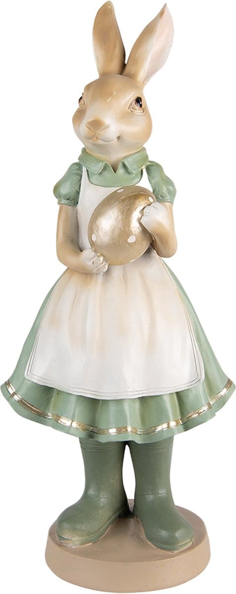 Clayre & Eef Beeld Konijn 17x15x40 cm Groen Polyresin
