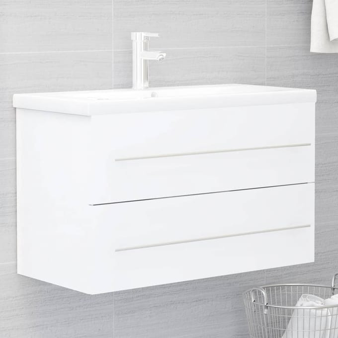 vidaXL - Wastafelkast - 80x38,5x48 - cm - bewerkt - hout - wit