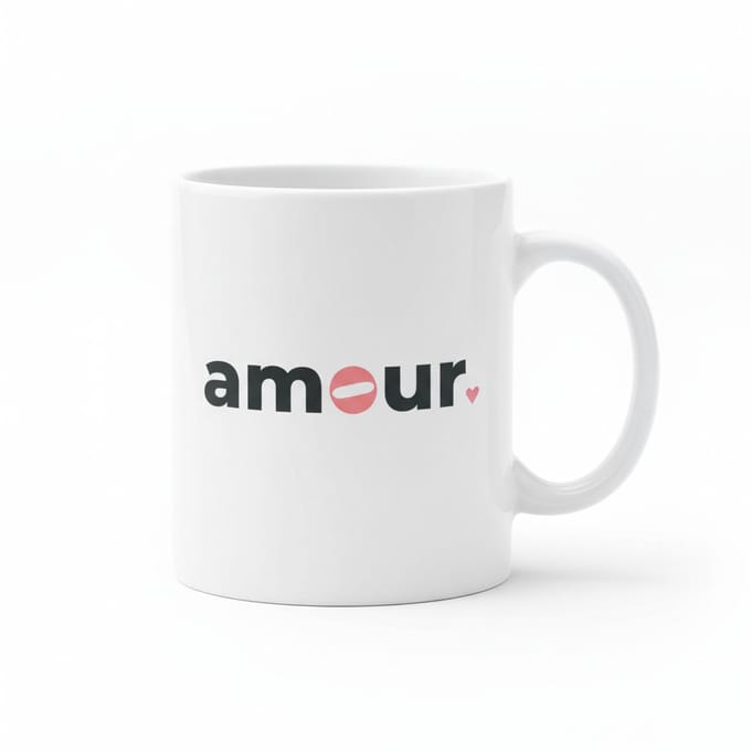 Amour Liefde Koffiemok 330 ml – Minimalistisch Romantisch Cadeau Mok