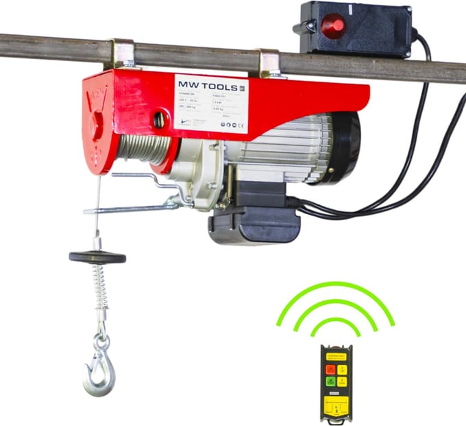 Elektrische kabeltakel 400kg 12 meter draadloze bediening MW Tools SHN40012R