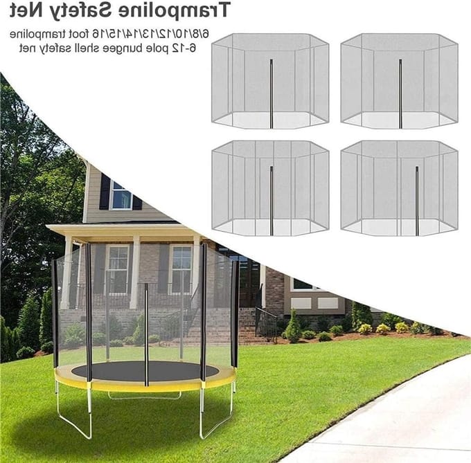 Trampoline Veiligheidsnet - Vervangingsnet Trampoline - Veilig Springen - Dubbele Rits Sluiting - 3.66 meter - Zwart