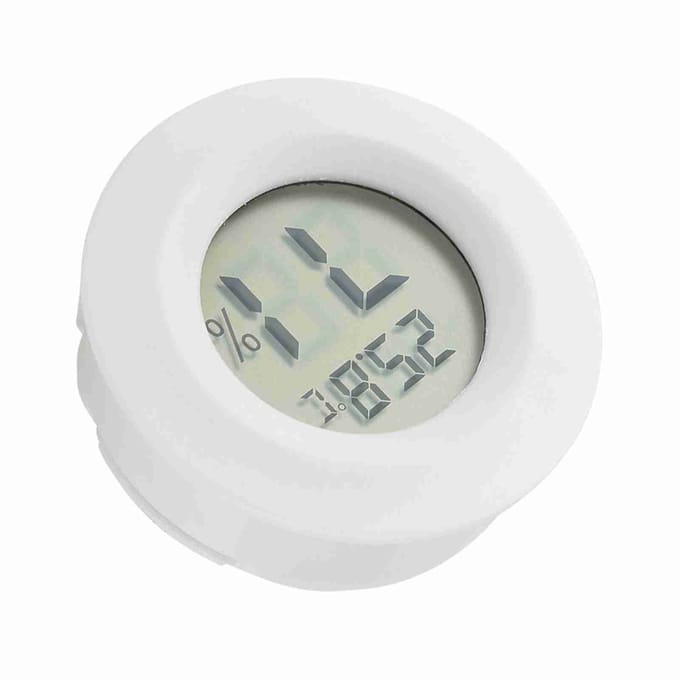 Mini thermomètre hygromètre numérique LCD de forme ronde pour reptiles blanc