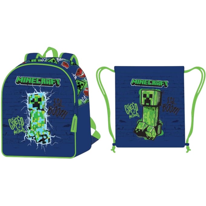 Minecraft tassenset; rugzak en gymtas