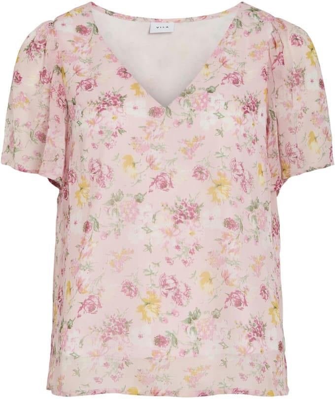 VILA - VIFALIA V-NECK S/S TOP - NOOS - Dames - Blouses