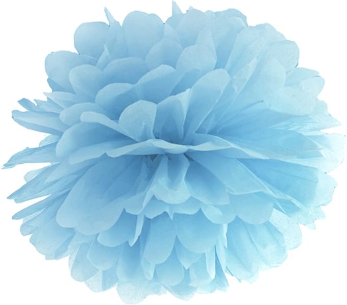 PARTYDECO - Blauwe papieren pompon decoratie