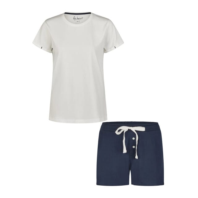 By Louise Essential Dames Korte Pyjama Set Shortama Off-white - Maat M