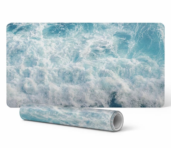 Designer laptop beschermmat met zeegolvenmotief, 90x45 cm