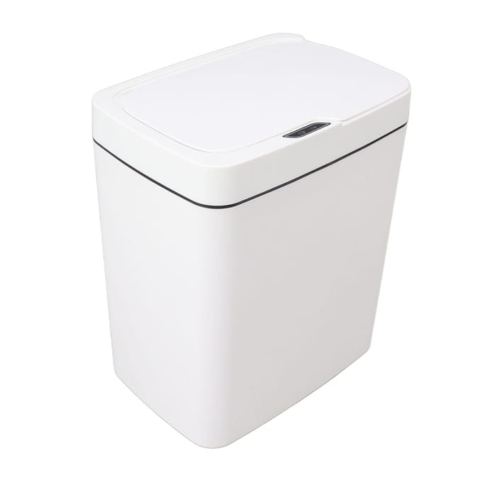Automatische Prullenbak 18L PP Bewegingssensor Batterijtype Slimme Afvalbak met Deksel voor Badkamer white