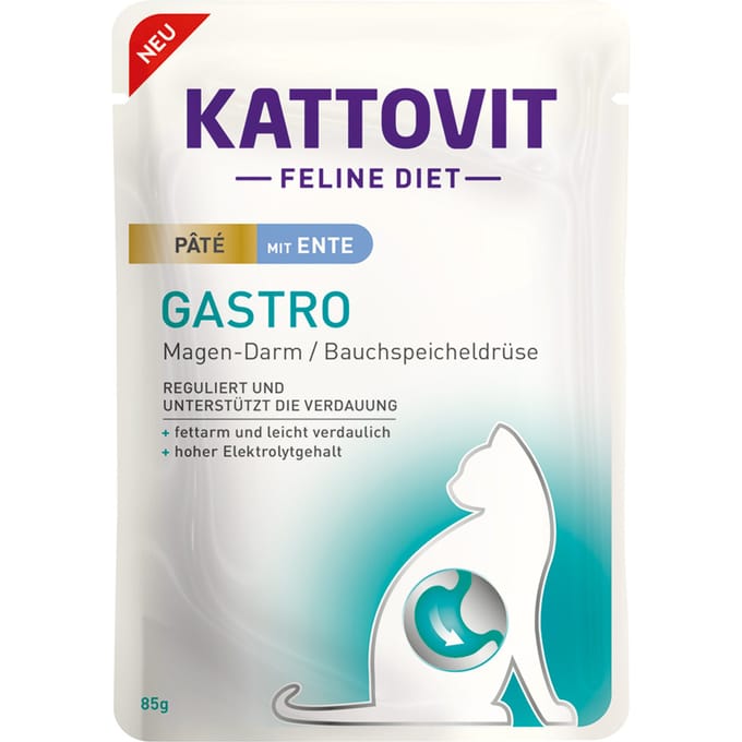 Kattovit - Feline Diet Pouch Gastro Paté 10x85g - Paté met eend