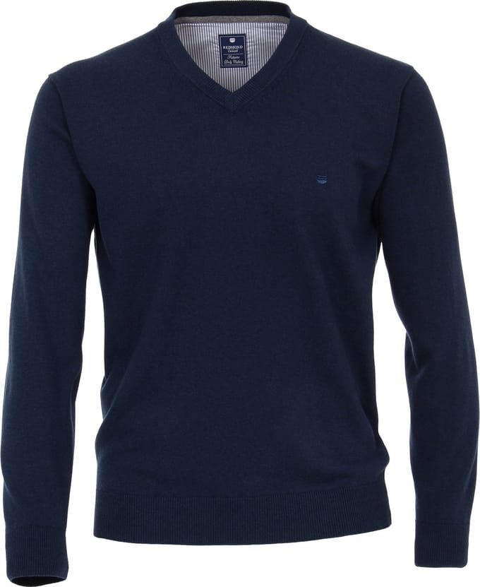 Redmond heren trui katoen - V-hals - blauw
