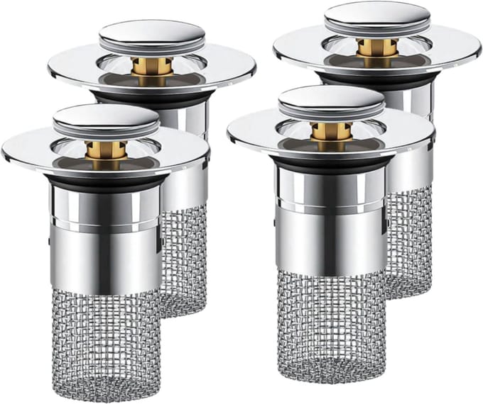 Gootsteenzeef 4 stuks - 34-40mm - Universele Afvoerplug - Wastafelstop