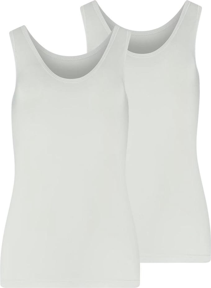 RJ Bodywear RJ dames Pure Color dames hemd (2-pack) - wit