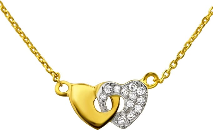 Montebello Ketting Caspya - 925 Zilver Verguld - Hart - 11x6mm - 42+3cm