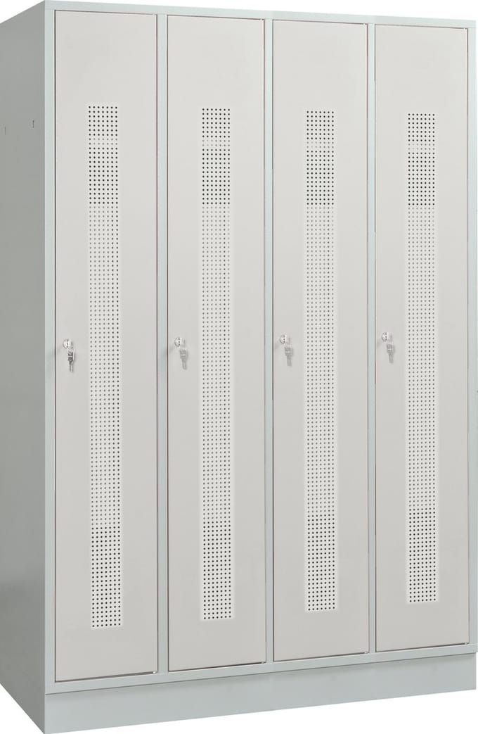 Kleerkast met 4 geperforeerde grijze deuren MW Tools KL40G