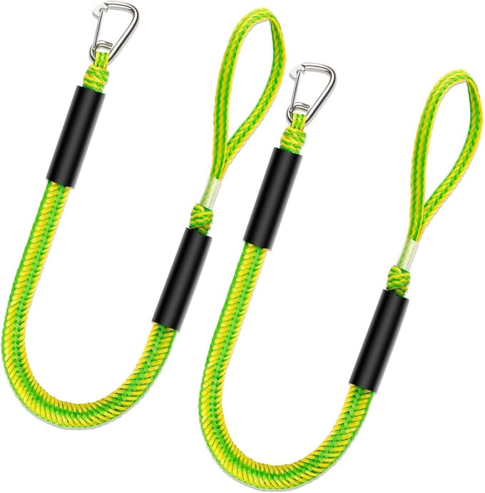 Dock Lijn Set - Bungee Touw - Waterscooter Afmeren - Ingebouwde Snubber - 3ft Lengte - Groen