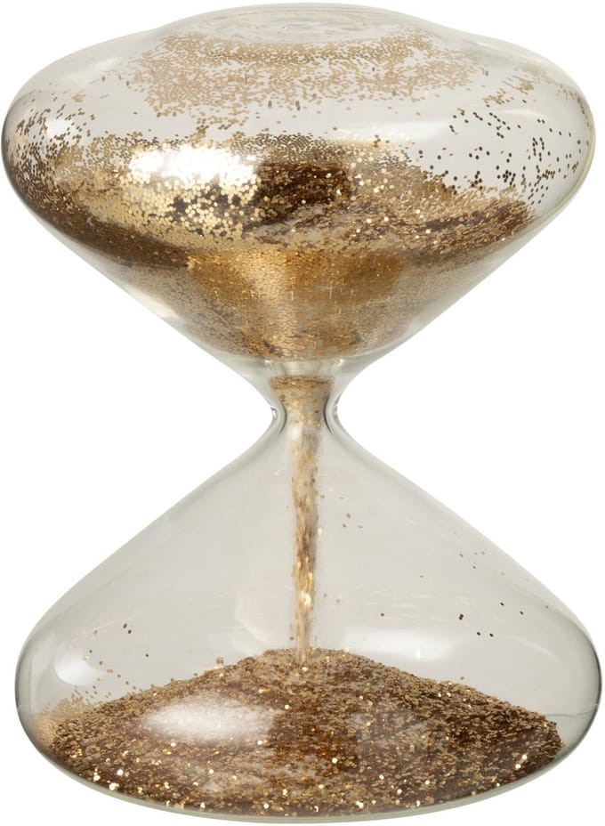 J-Line zandloper Glitters - glas - goud