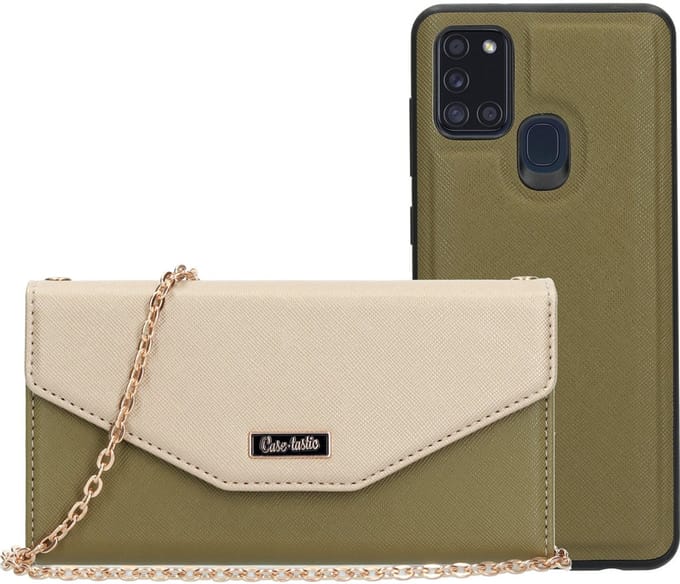 Casetastic Clutch Samsung Galaxy A21s (2020) - Goud/Green