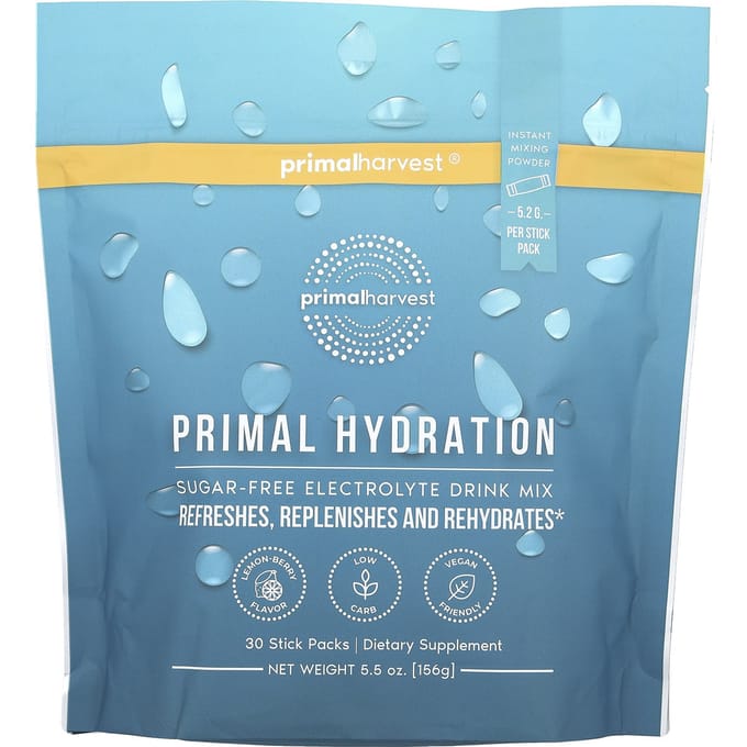 Primal Harvest, Primal Hydration, Geen Suiker, Citroenbes, 30 Zakjes, 5.5 oz (156 gr)