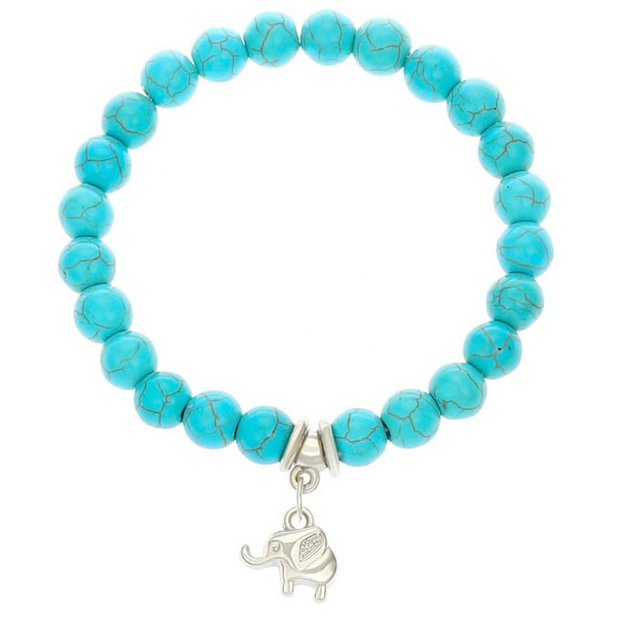Fako Bijoux® - Armband - Turquoise Kralen - Olifant - 8mm