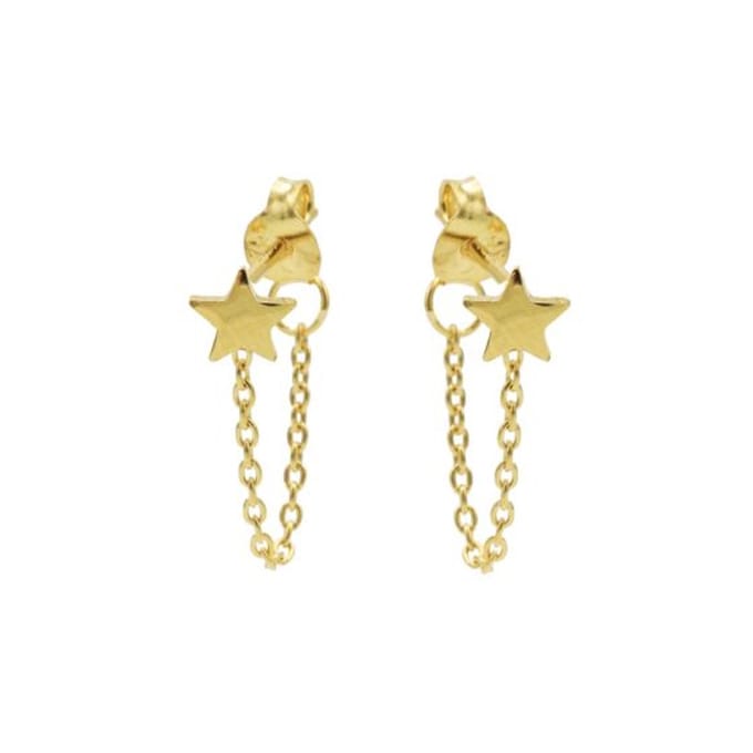 Karma oorbel Chain Star Zilver Goldplated-M1857
