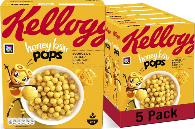 Kellogg's Honey Pops Ontbijtgranen - 5 x 330 gr - Voordeelverpakking