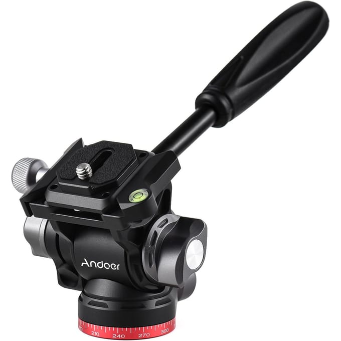 Andoer Compact Video Vloeistofkop Pan Tilt Statiefkop Panorama Balhoofd Statiefbevestiging Aluminiumlegering Type 1