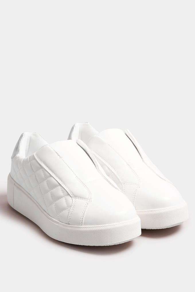 Yours Instapsneakers Met Doorgestikt Ontwerp In Een Extra Brede Pasvorm In Witsize 38EEE
