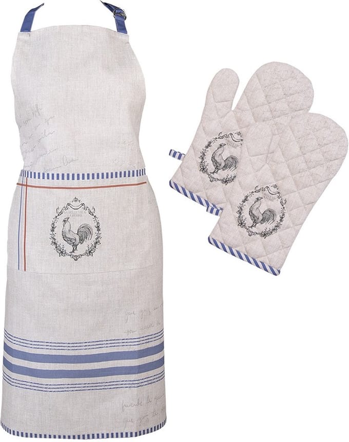 Clayre & Eef Keukenschort en ovenwant set van 3