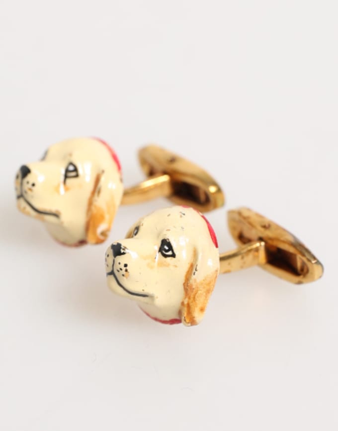 Messing Goudkleurige Honden Pups Mannen Accessoires Manchetknopen