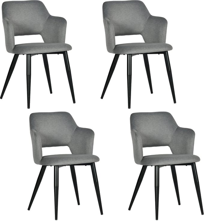Eetkamerstoelen - Set van 4 Scandinavische Stof & Metaal - Lichtgrijs