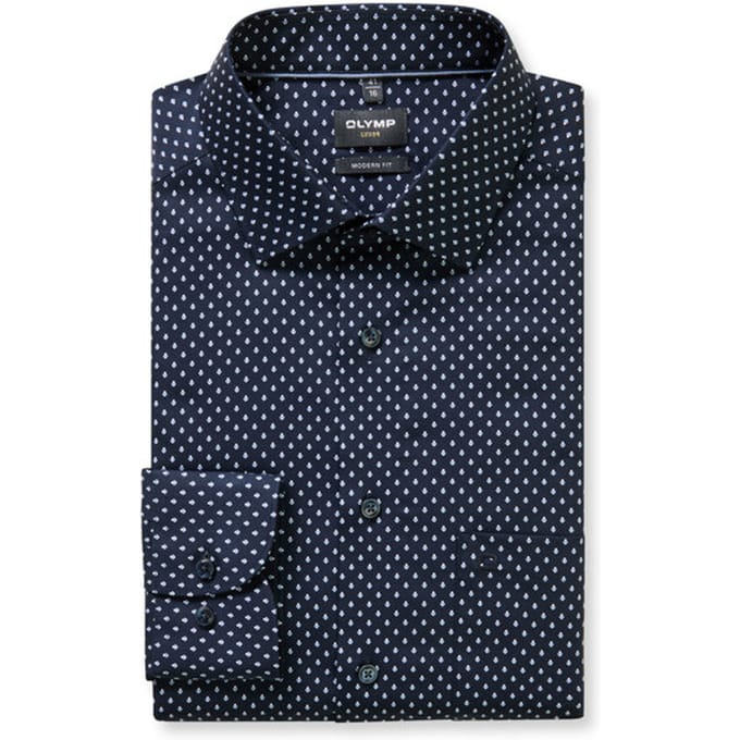 OLYMP Luxor Overhemd, Modern Fit, New Kent, Marineblauw